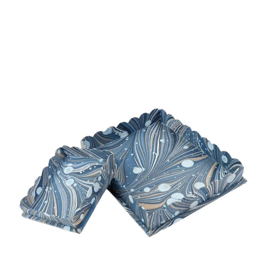 Hayes Marbled Trays, Set of 2, Blue Splatter